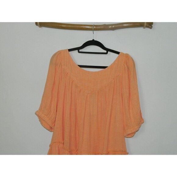 Free People‎ Tunic Top Orange Mystery Land Shirt Coral Size Small - Picture 6 of 11